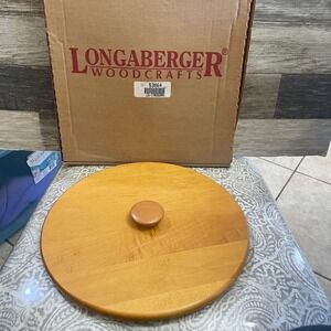 Longaberger Woodcrafts Round Wood Lid #53864  New in Box